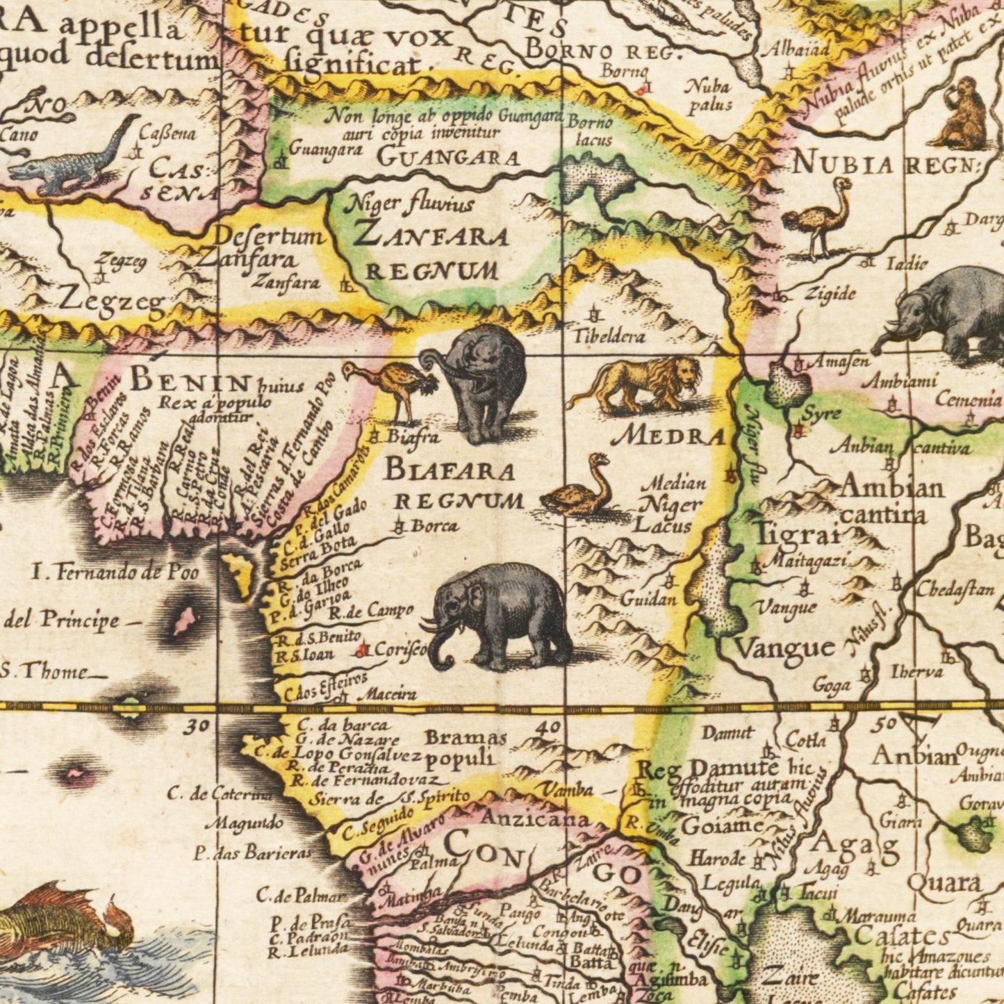 Historische Landkarte Afrika um 1635