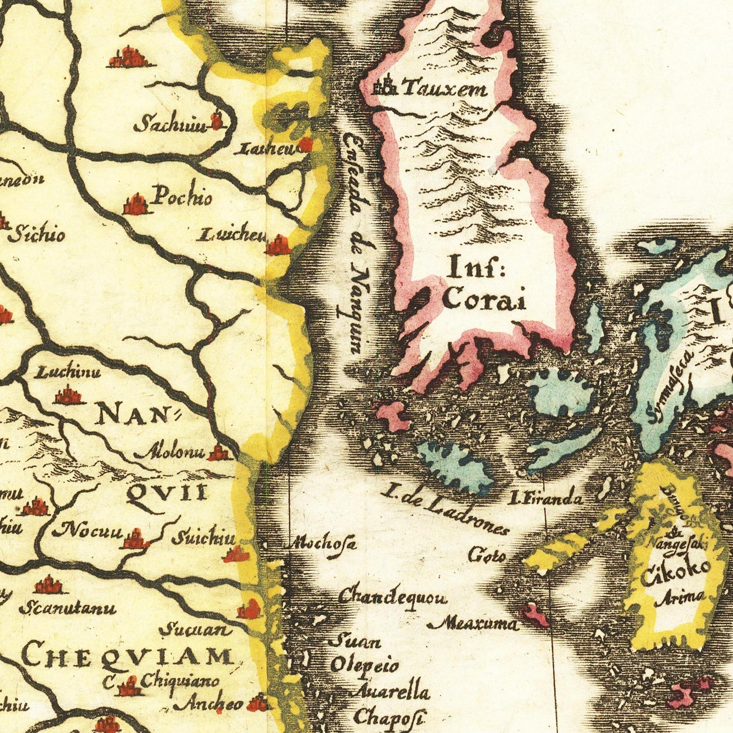 Historische Landkarte China um 1636