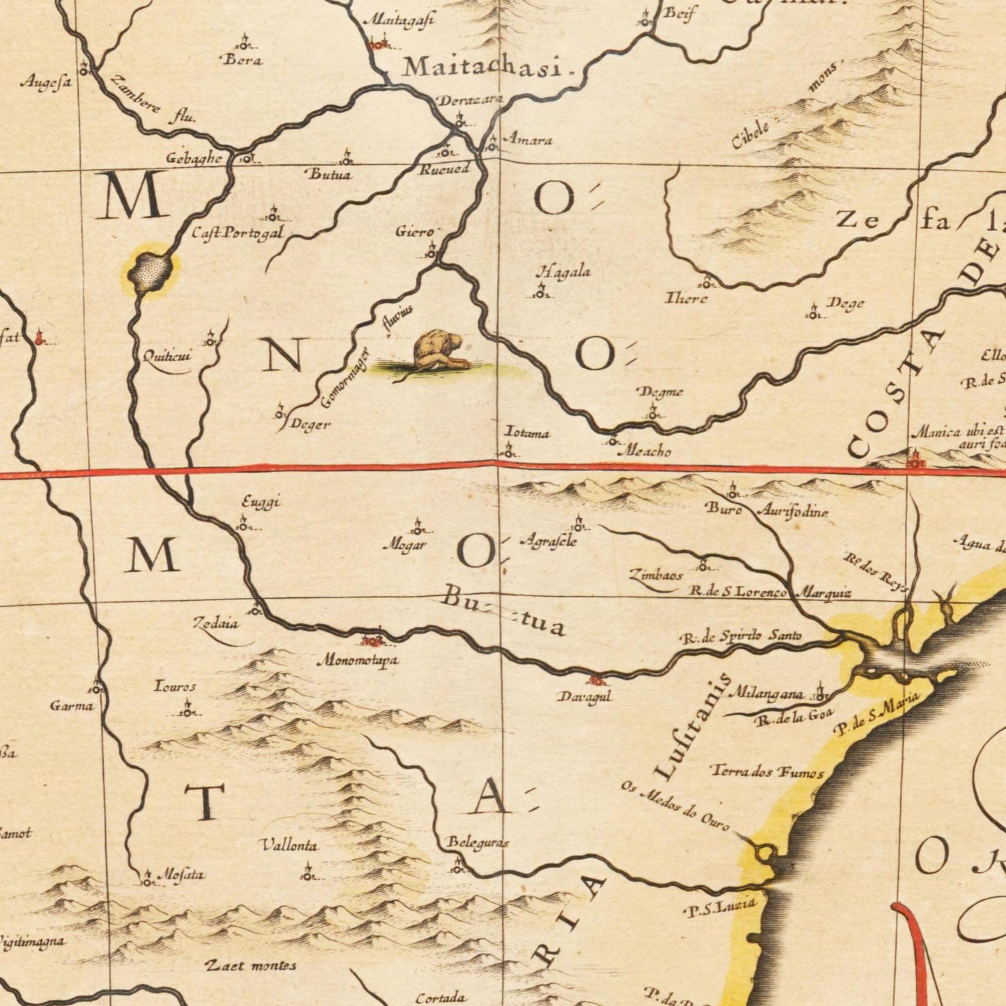 Historische Landkarte Südafrika um 1635
