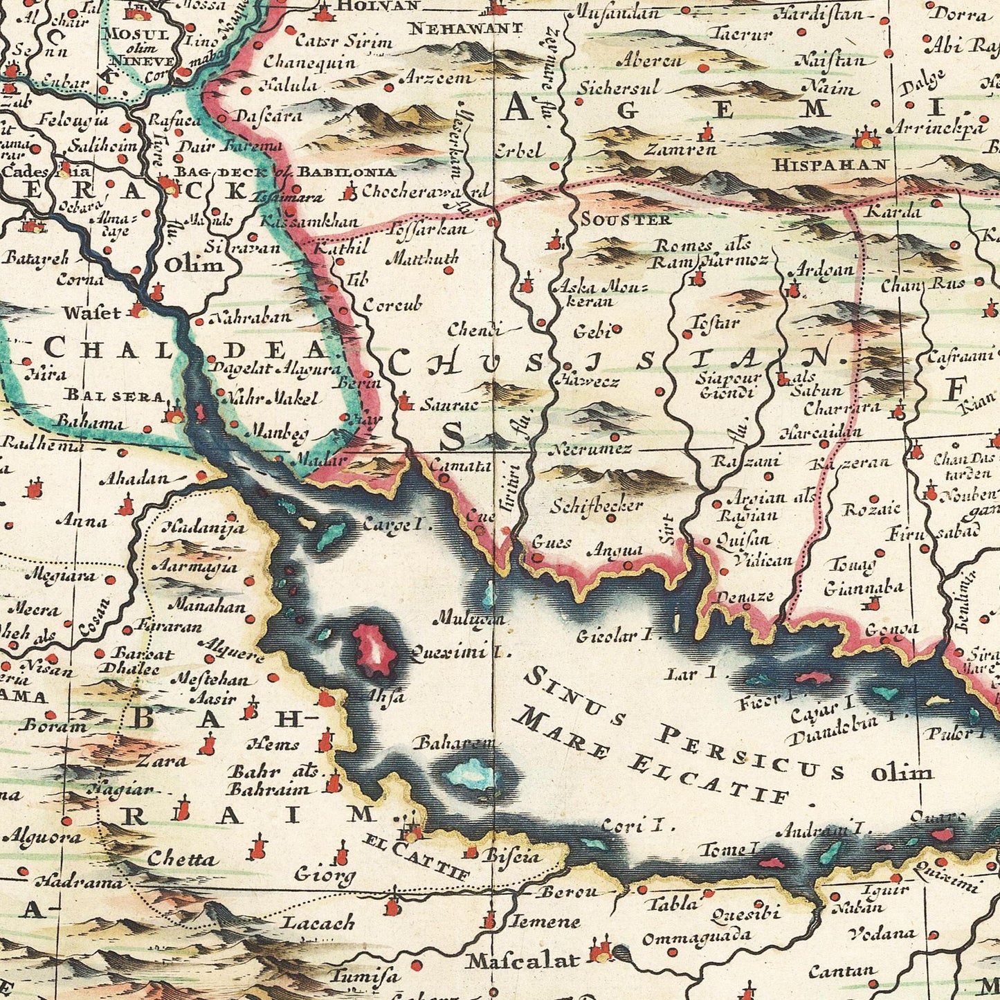 Historische Landkarte Arabien & Persien um 1680