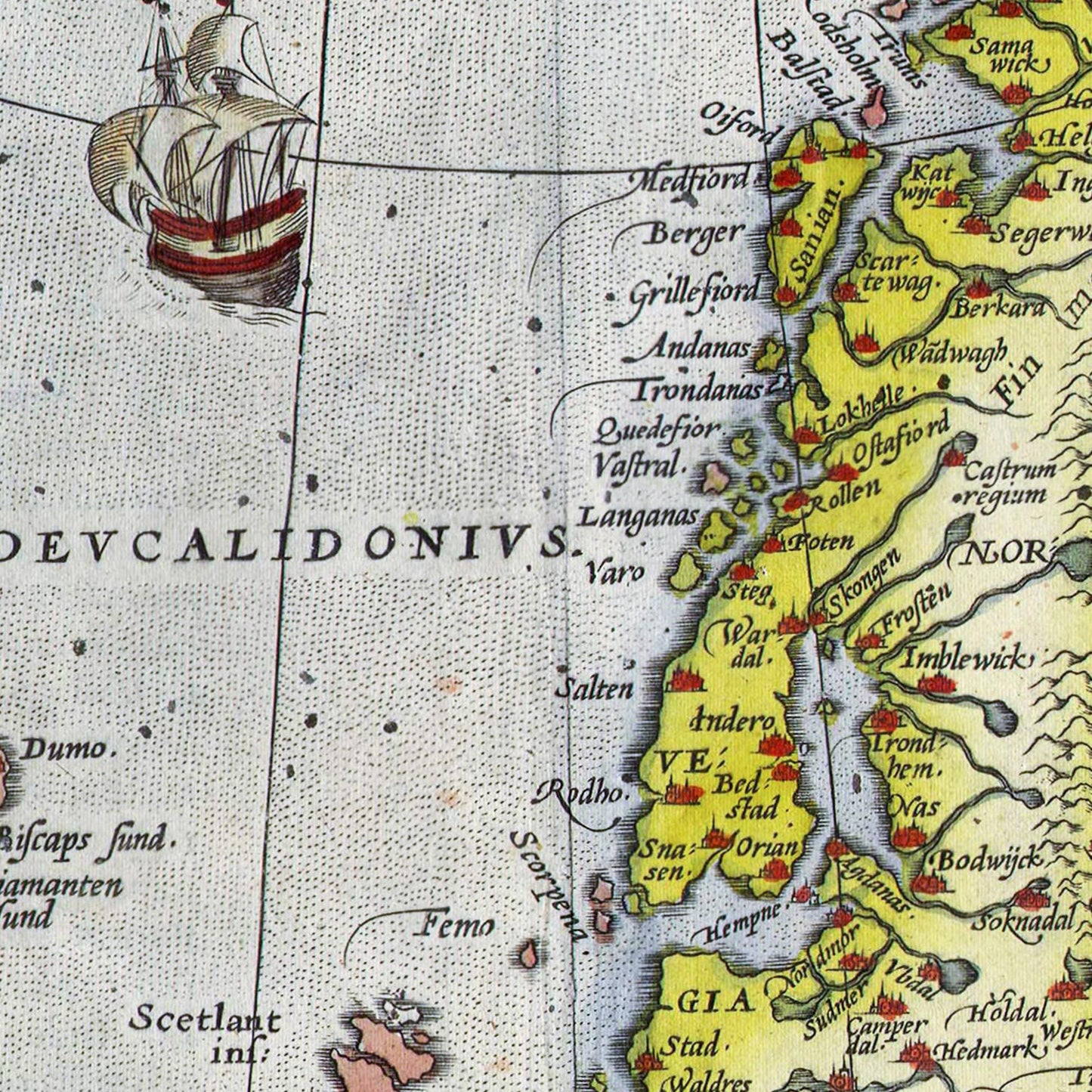 Historische Landkarte Nordeuropa um 1580