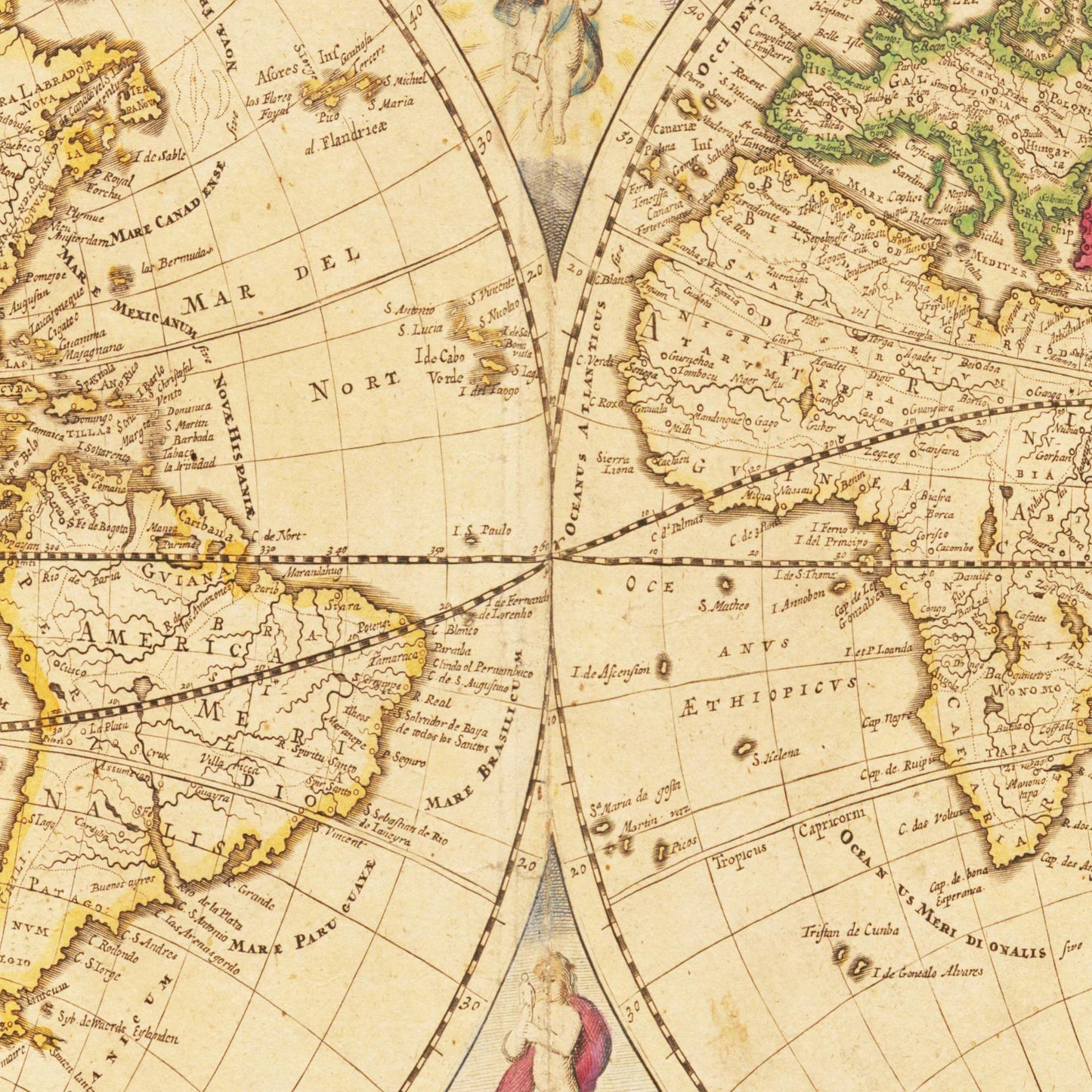 Historische Weltkarte um 1737