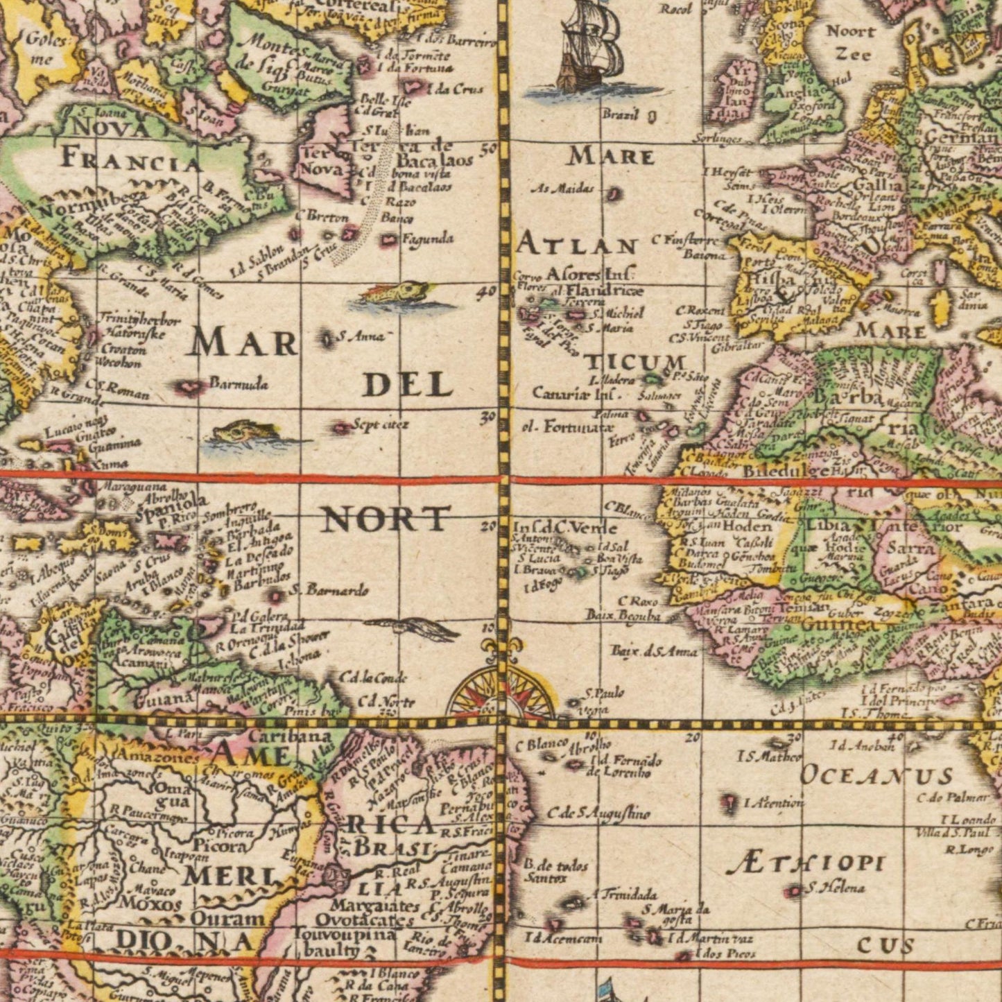 Historische Weltkarte um 1635