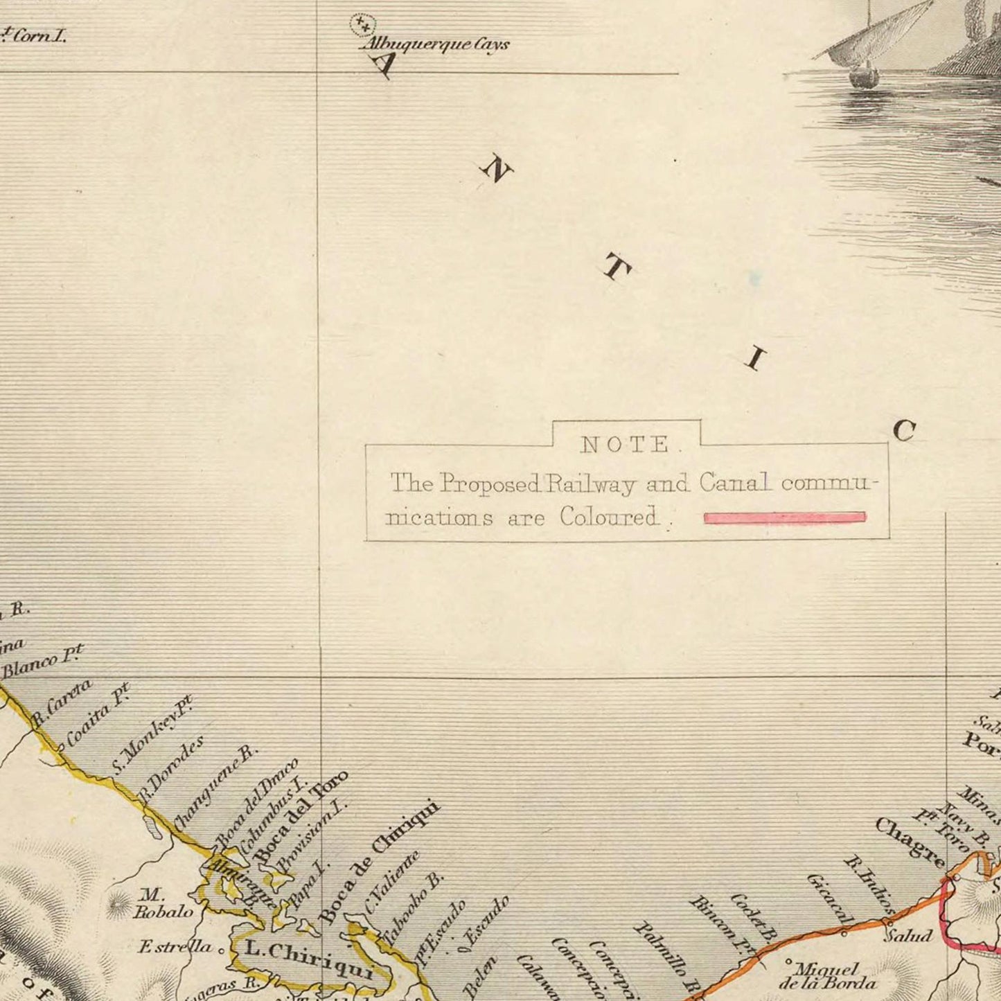 Historische Landkarte Panama um 1850