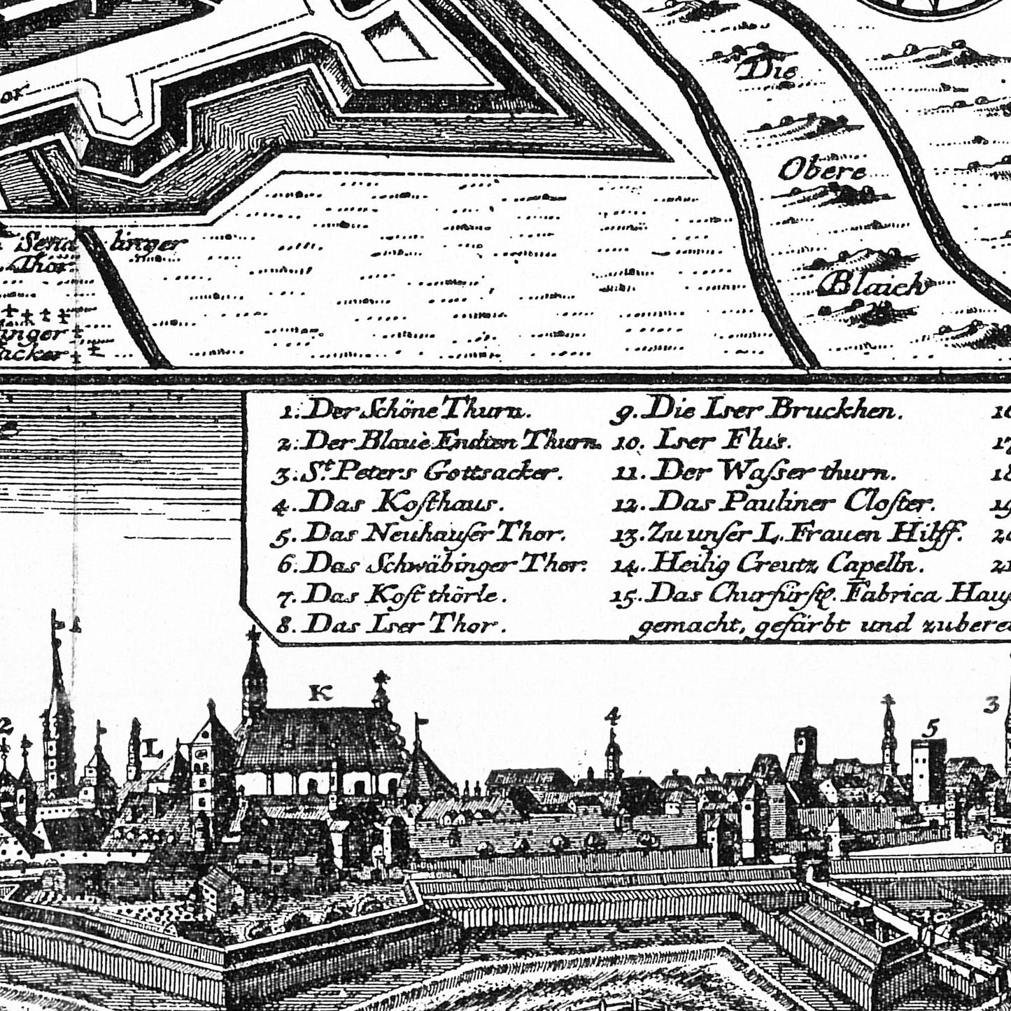 Historischer Stadtplan München um 1740