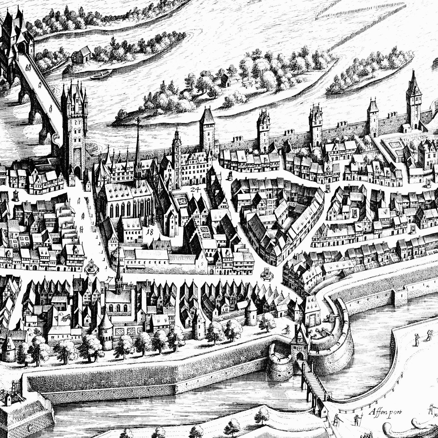 Historischer Stadtplan Frankfurt am Main um 1628