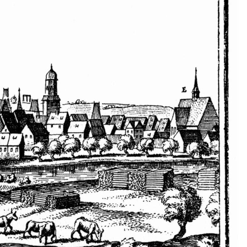 Historische Stadtansicht Halle (Saale) um 1653