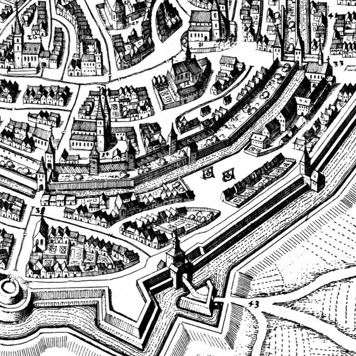 Historische Stadtansicht Erfurt um 1650