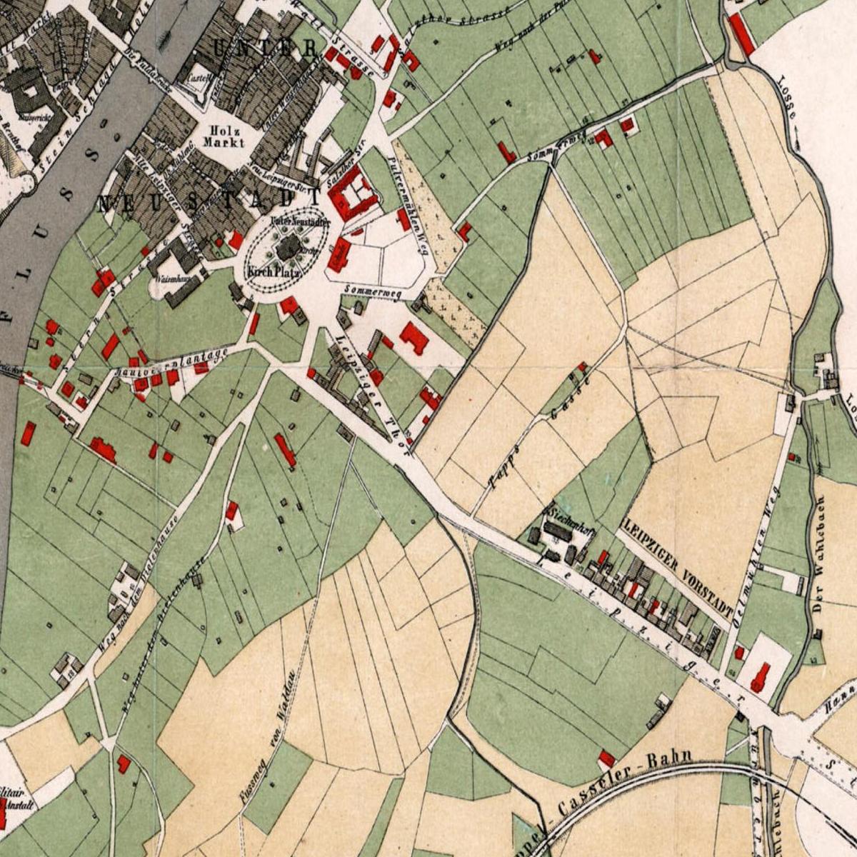 Historische Stadtansicht Kassel um 1878
