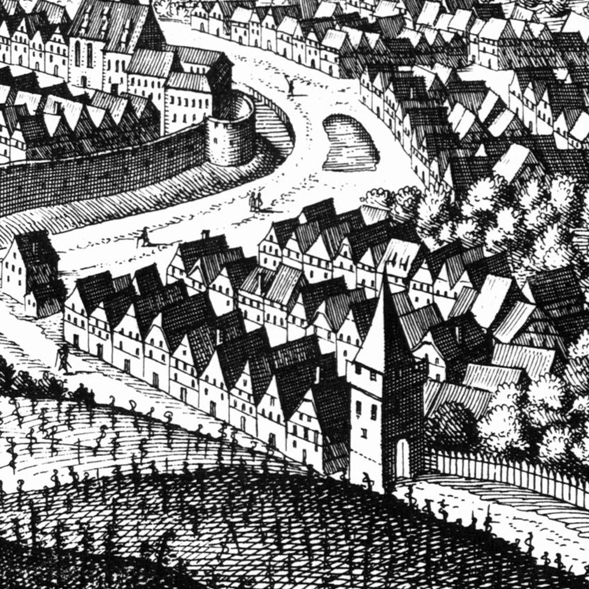 Historische Stadtansicht Jena um 1650