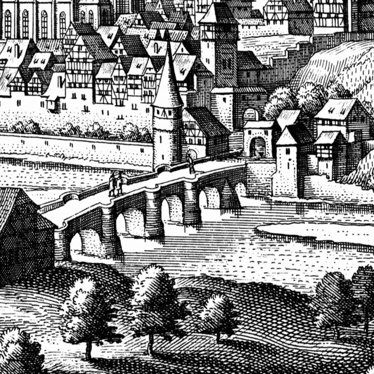 Historische Stadtansicht Tübingen um 1643