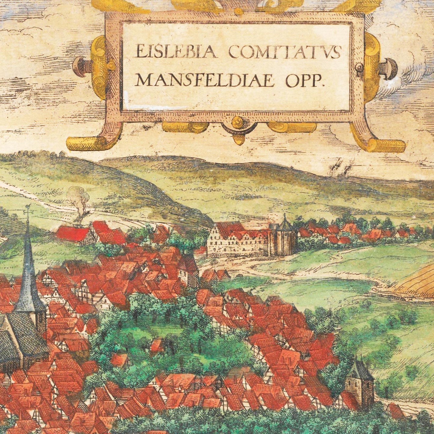 Historische Stadtansicht Eisleben um 1592