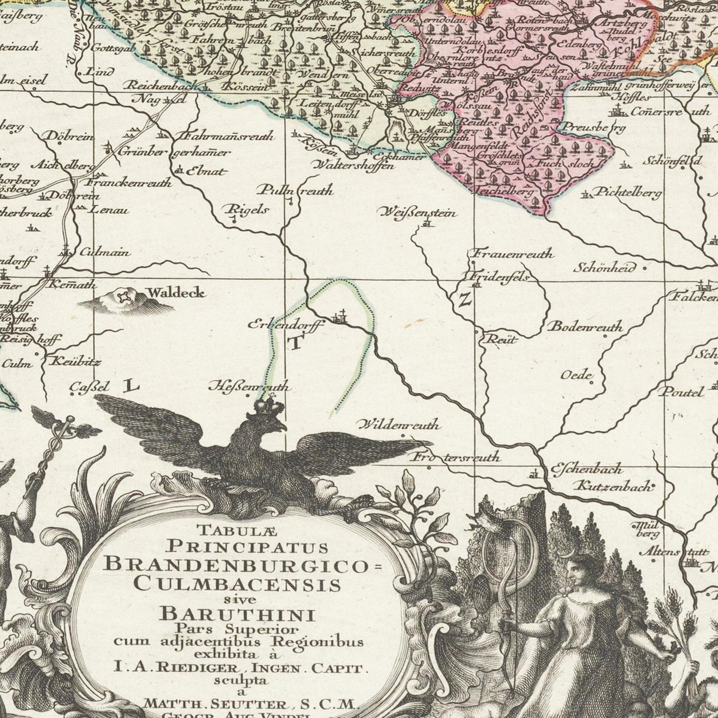 Historische Landkarte Bayreuth um 1750