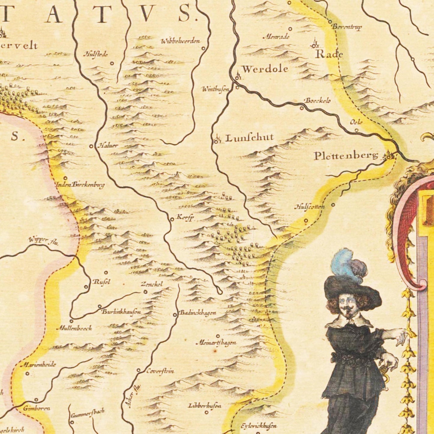 Historische Landkarte Ruhrgebiet um 1635