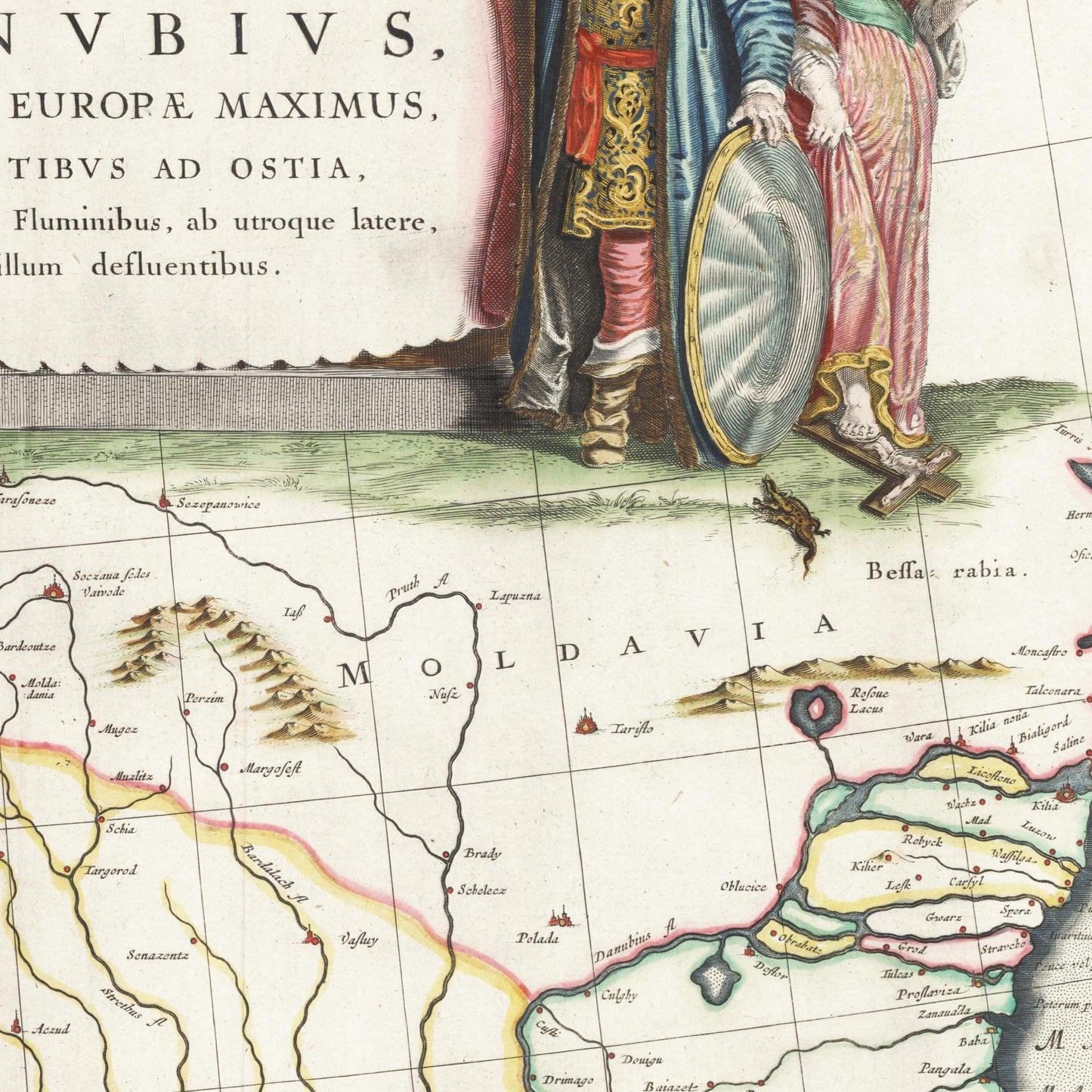 Historische Landkarte Lauf der Donau um 1635