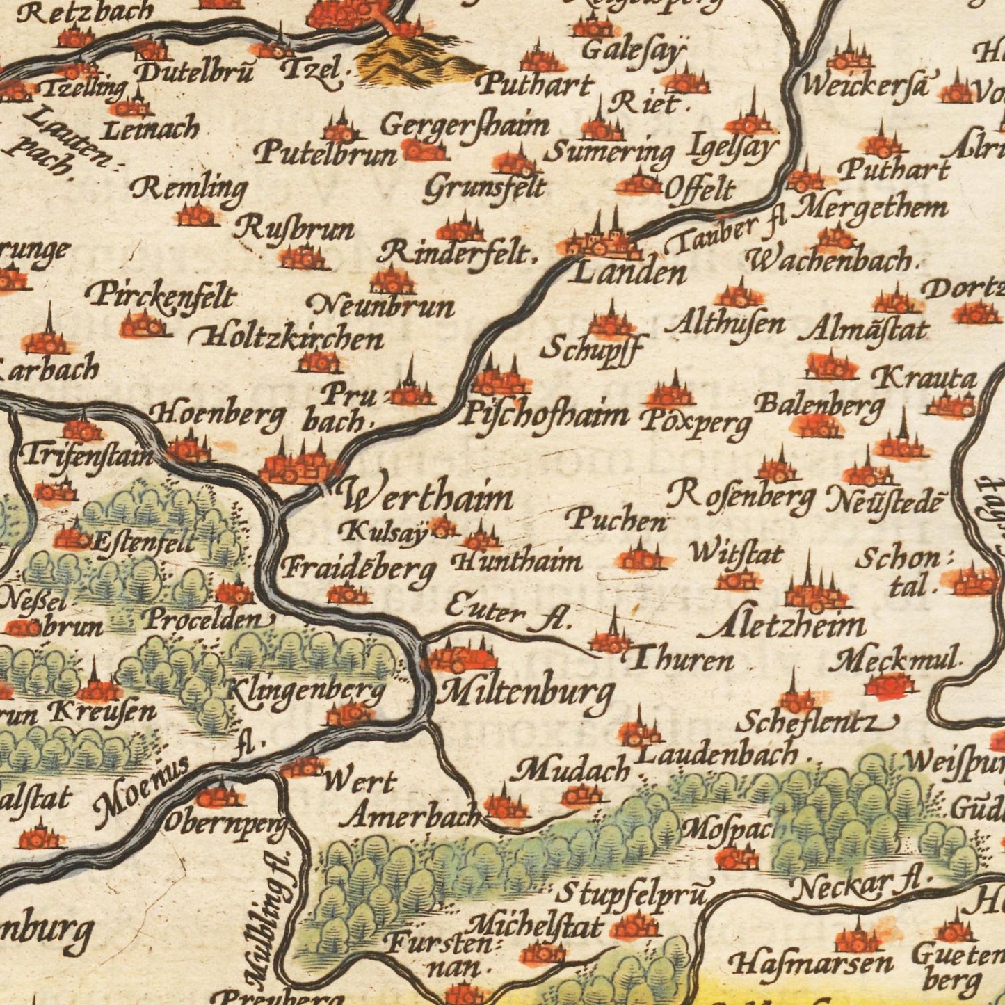 Historische Landkarte Franken um 1609