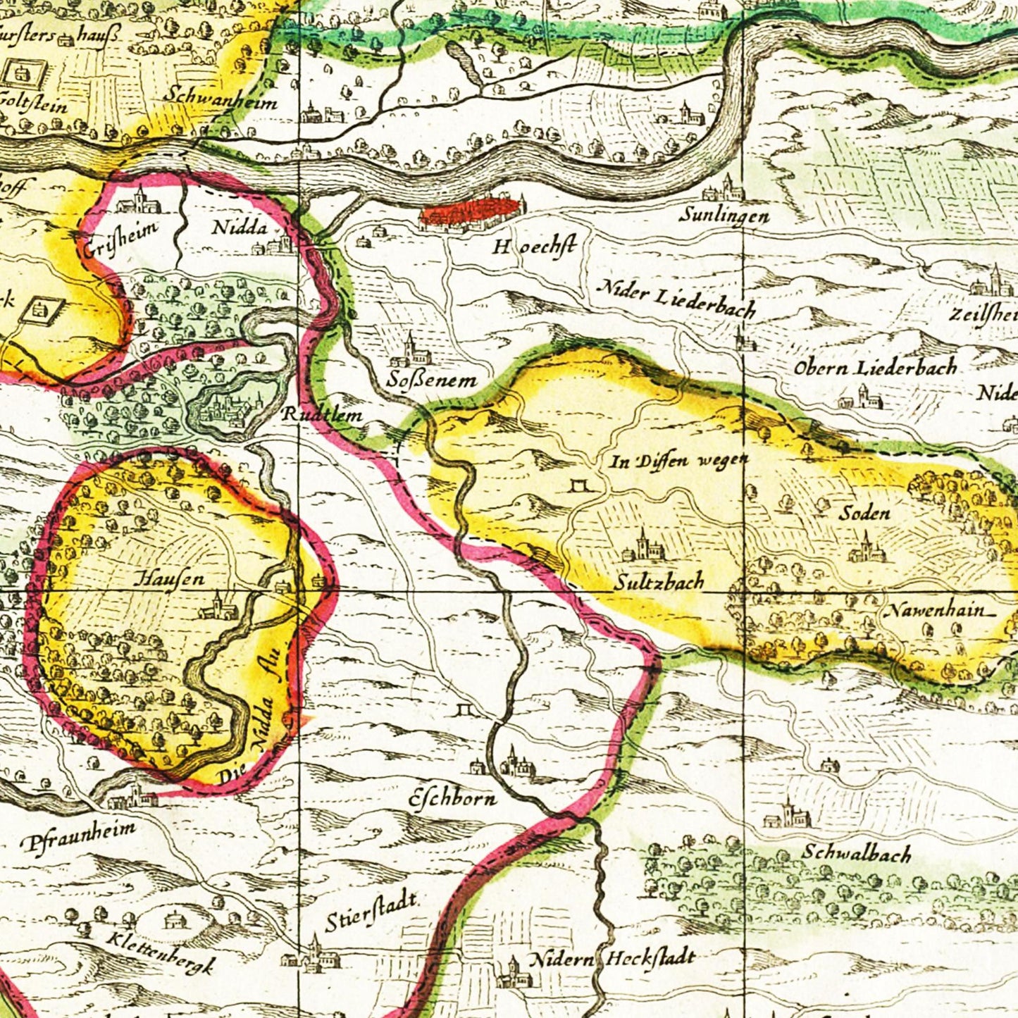 Historische Landkarte Frankfurt um 1700