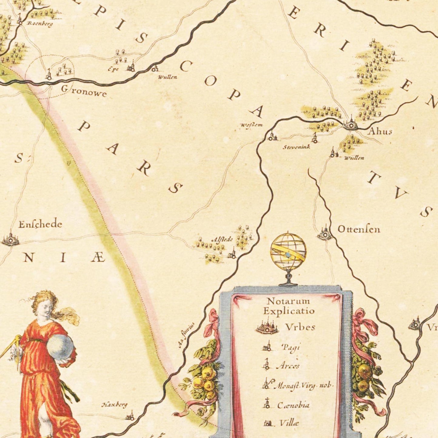 Historische Landkarte Grafschaft Bentheim um 1635