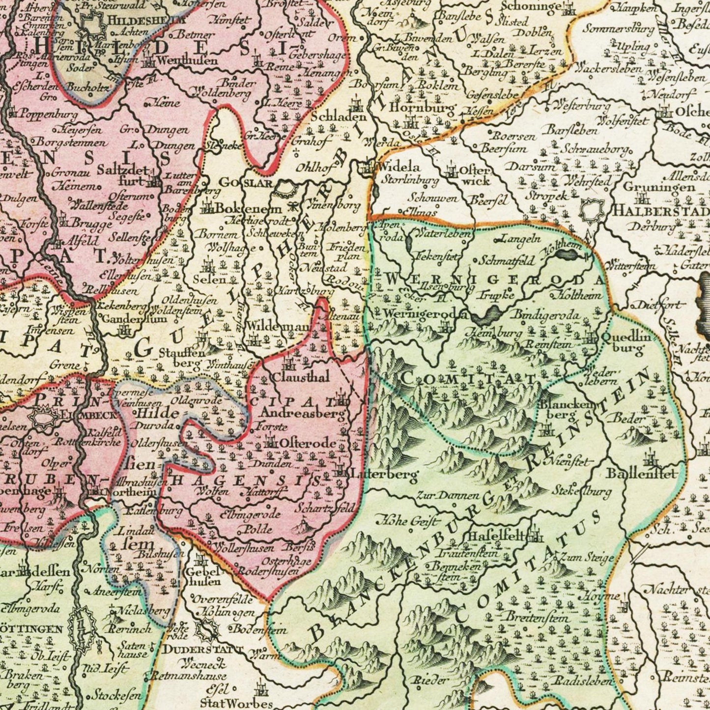 Historische Landkarte Hannover um 1750