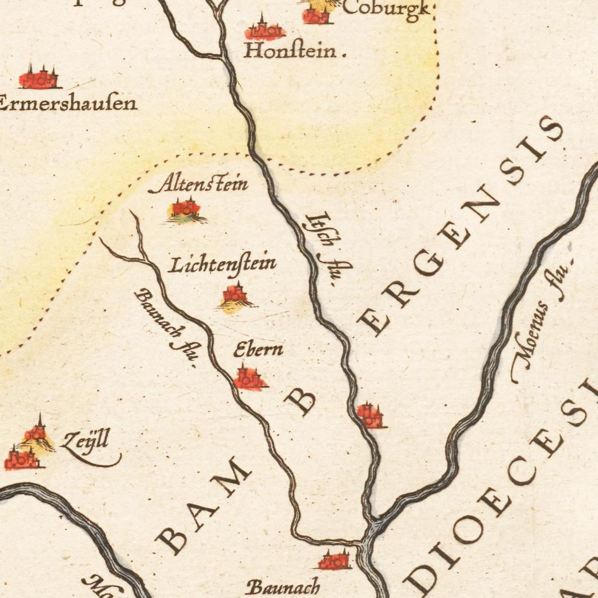 Historische Landkarte Henneberg um 1609