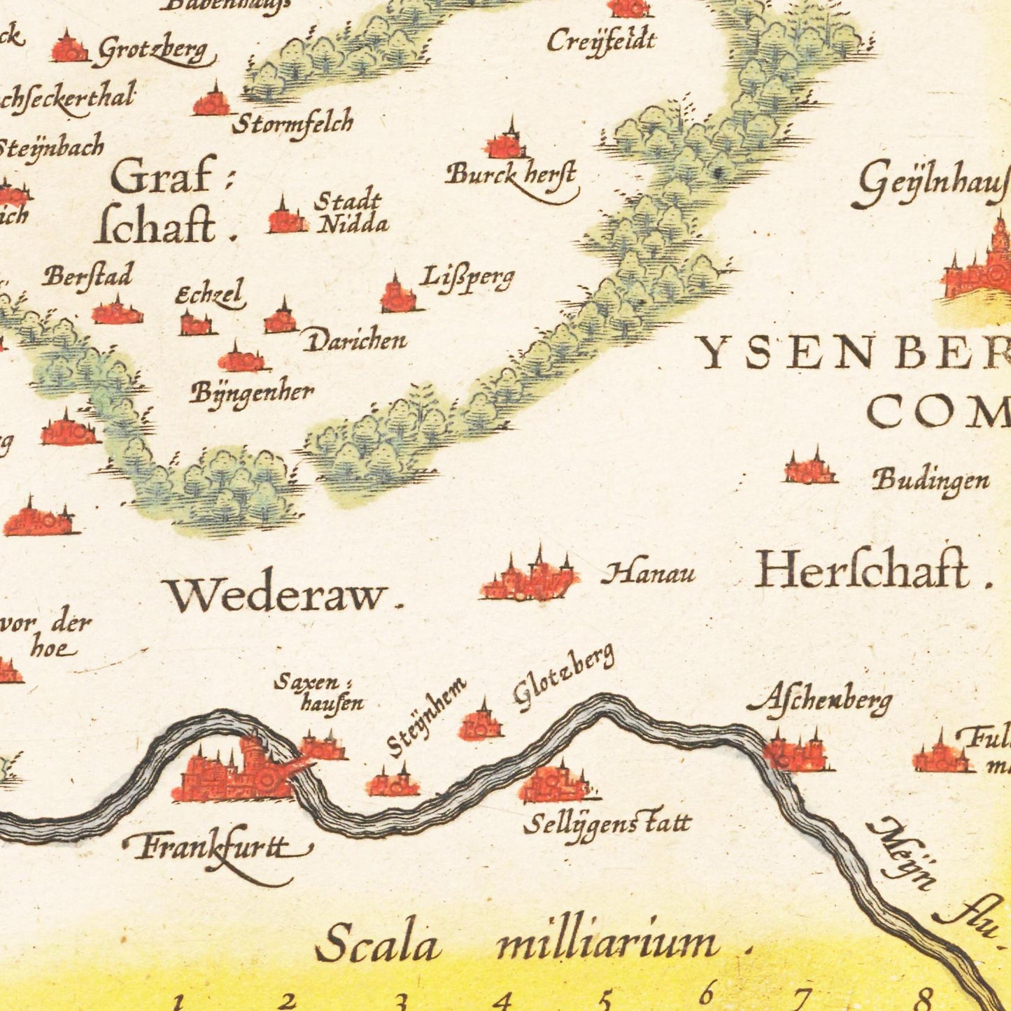 Historische Landkarte Hessen um 1609