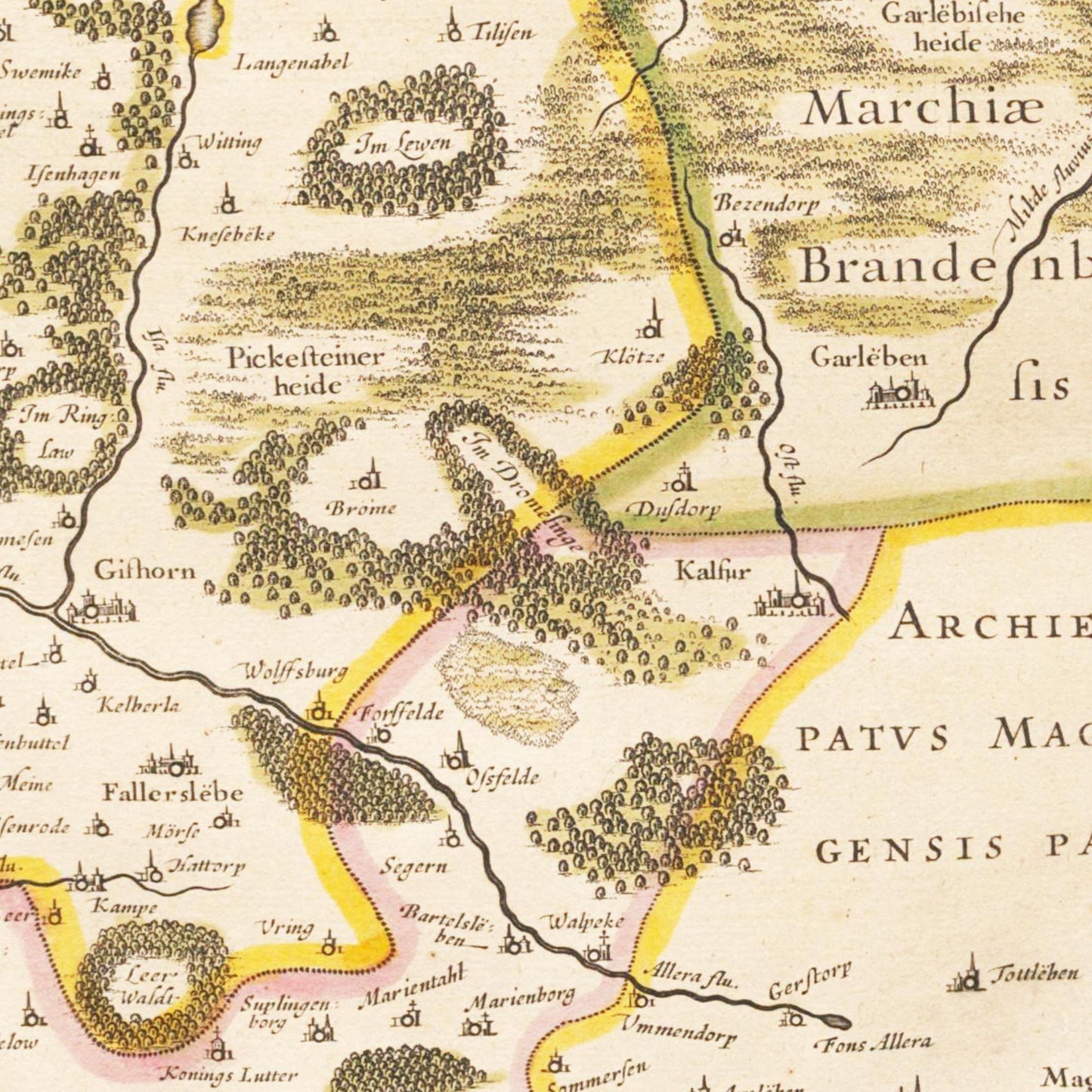 Historische Landkarte Lüneburg um 1635