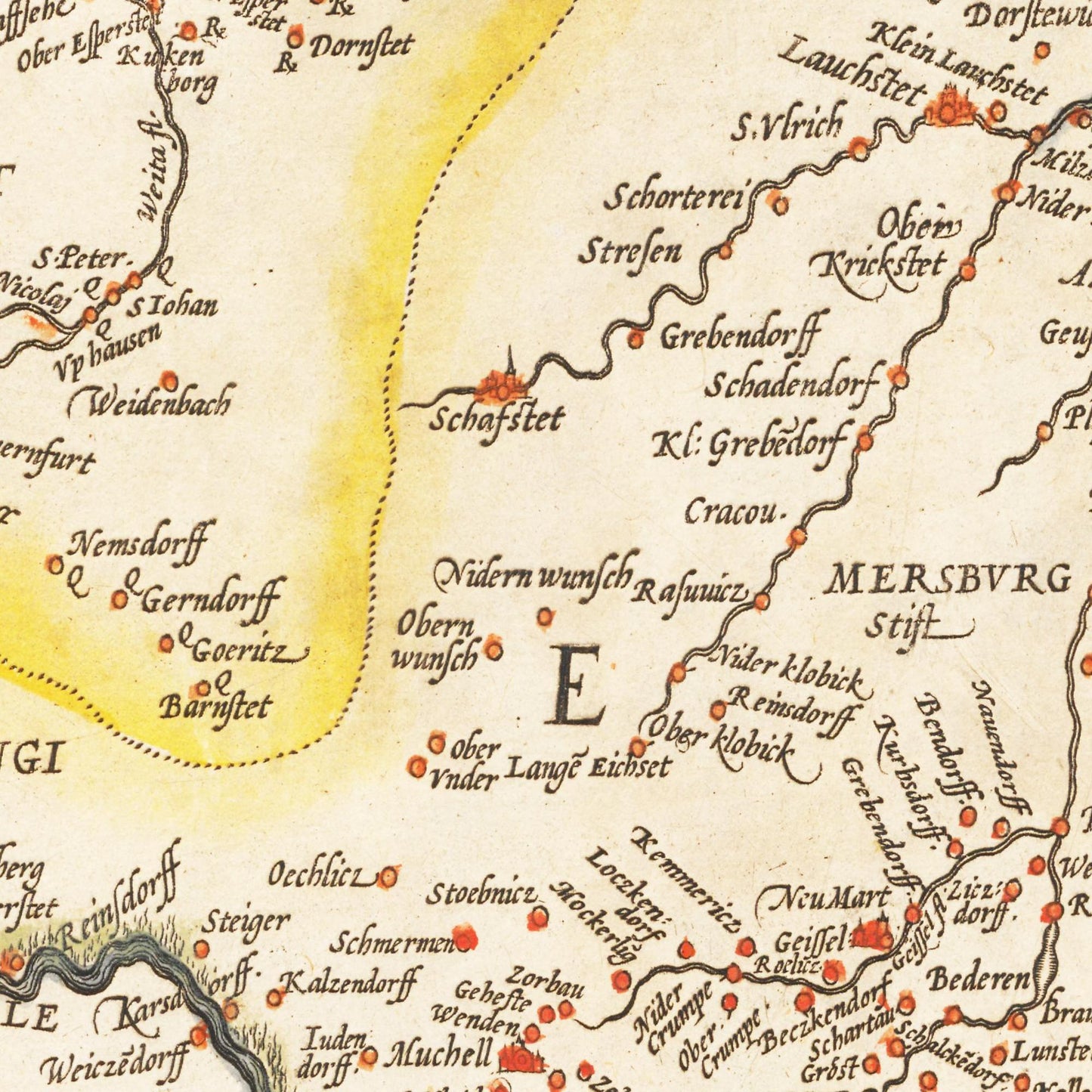 Historische Landkarte Mansfeld um 1609