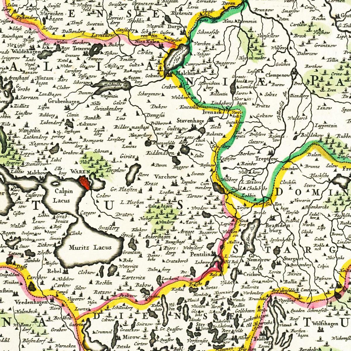 Historische Landkarte Mecklenburg um 1680