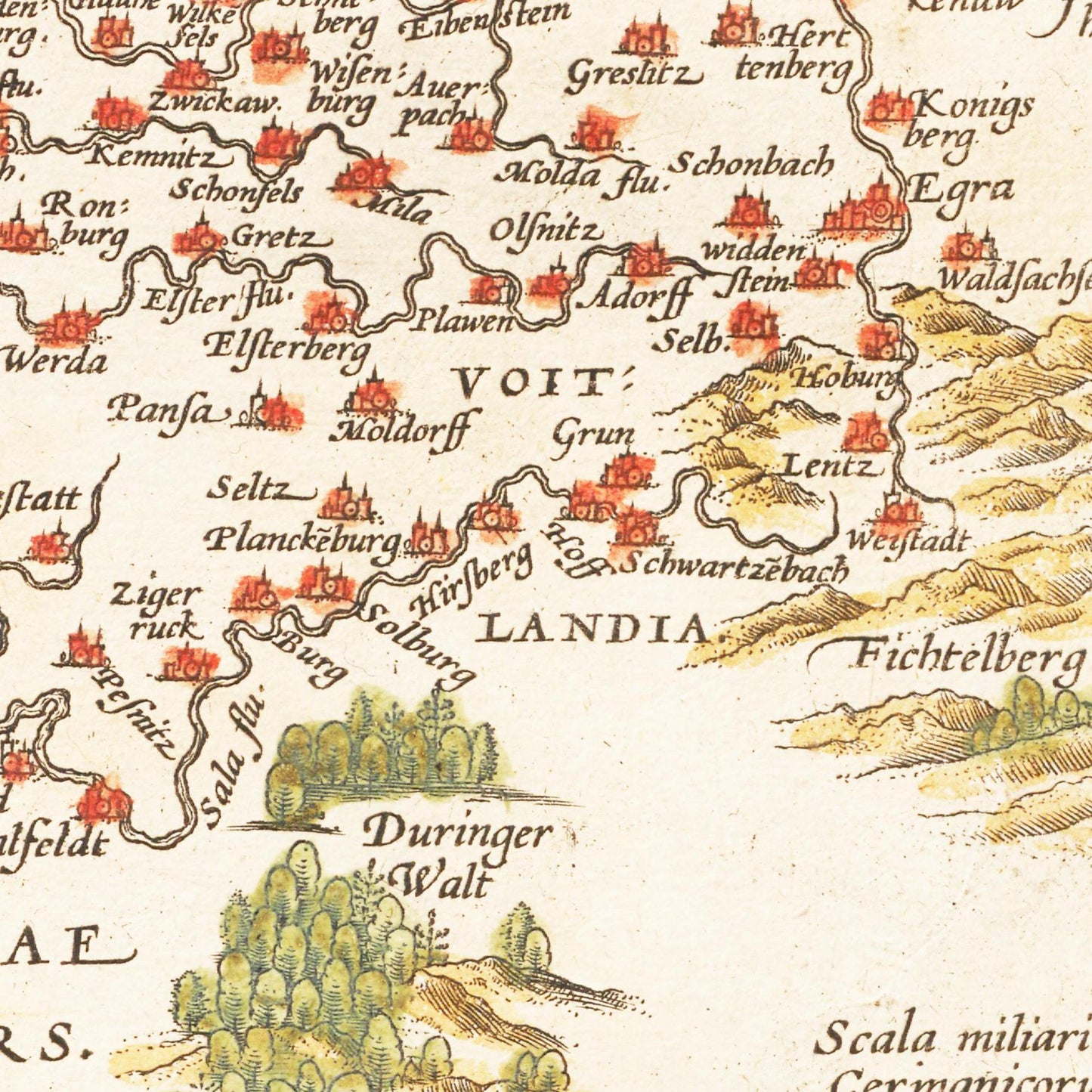 Historische Landkarte Meißen um 1609