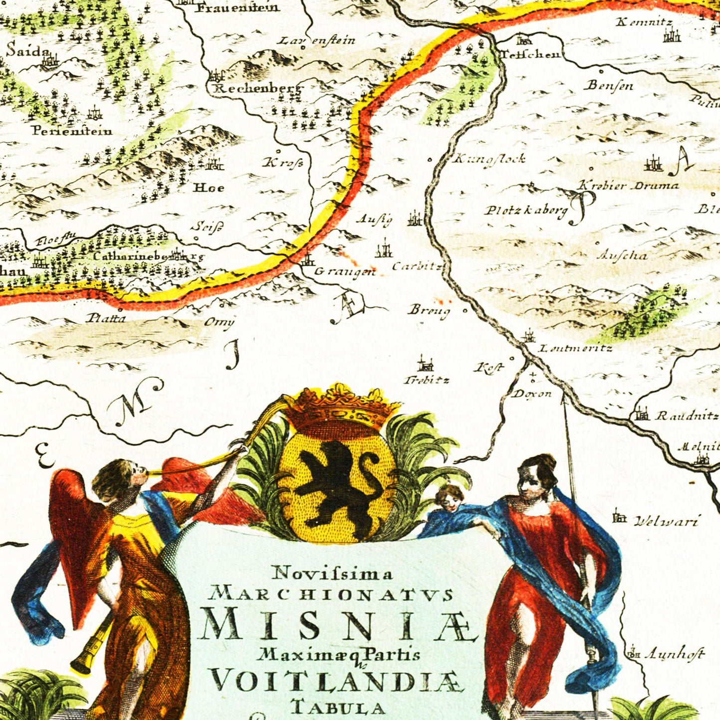 Historische Landkarte Meißen um 1700