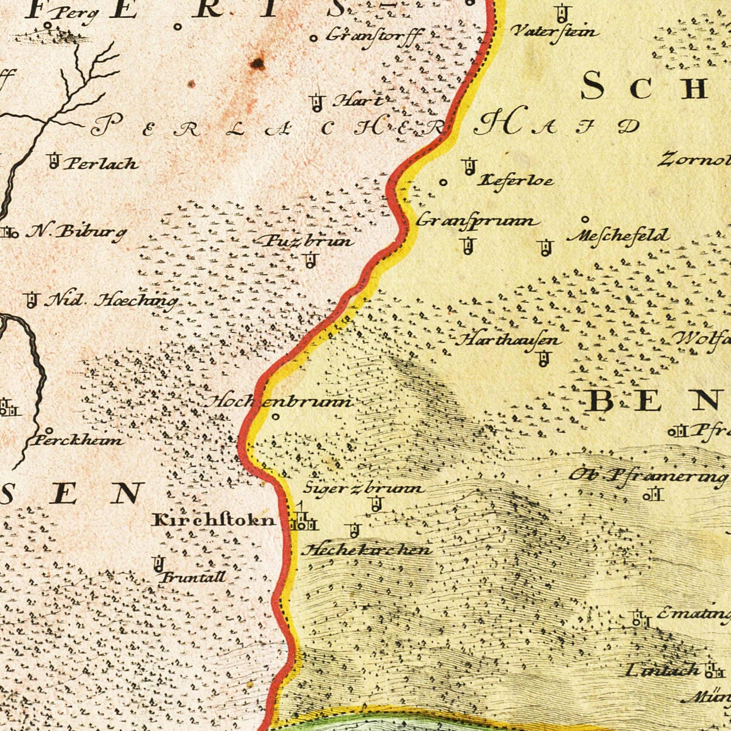 Historische Landkarte München um 1740