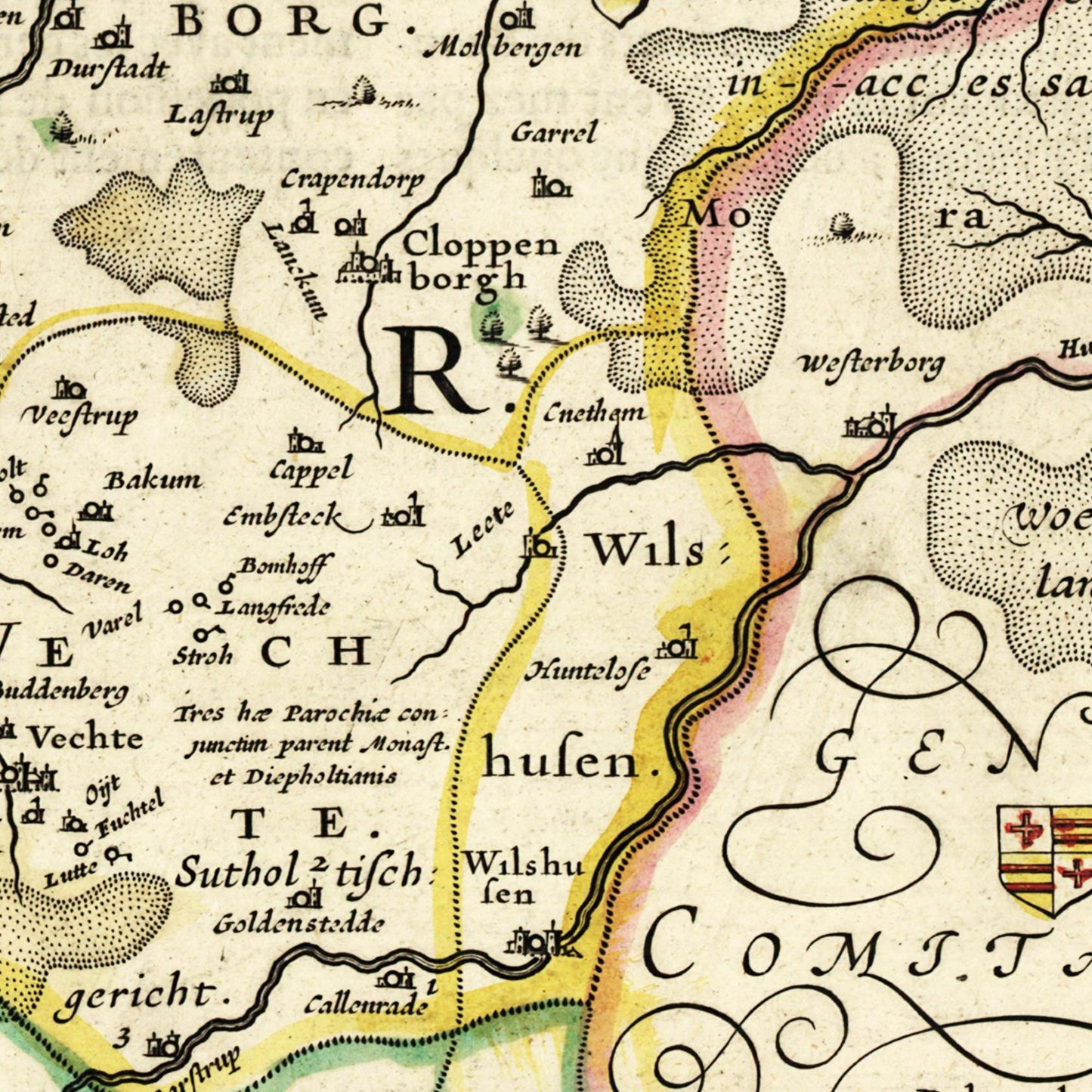 Historische Landkarte Münster um 1650