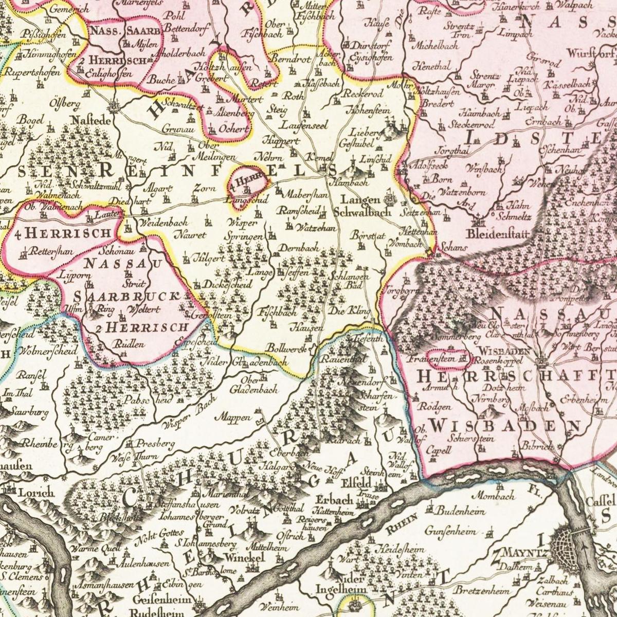 Historische Landkarte Nassau um 1750
