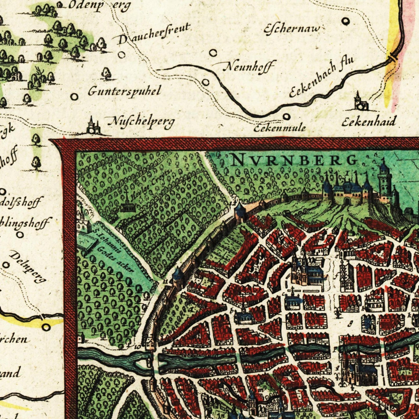 Historische Landkarte Nürnberg um 1647