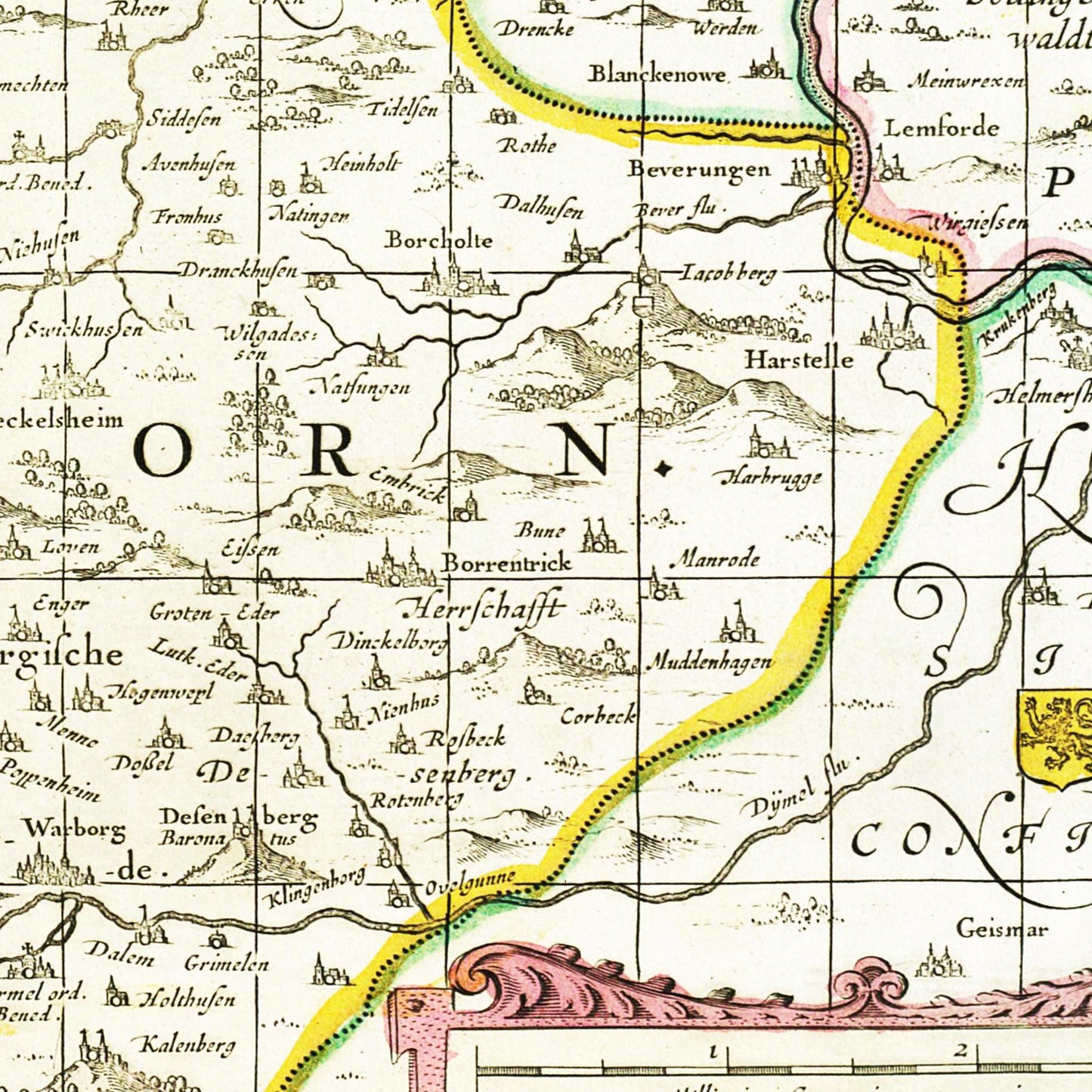 Historische Landkarte Paderborn um 1700