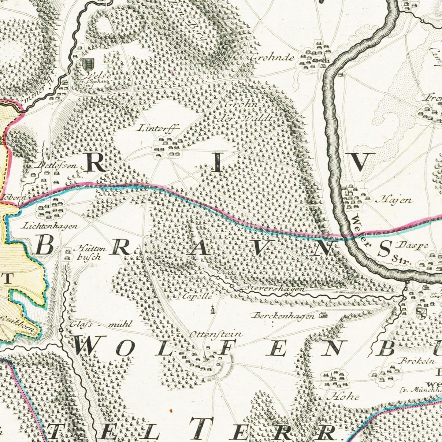Historische Landkarte Pyrmont um 1753