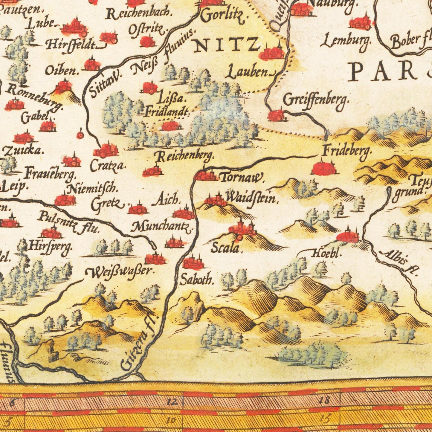 Historische Landkarte Sachsen um 1609