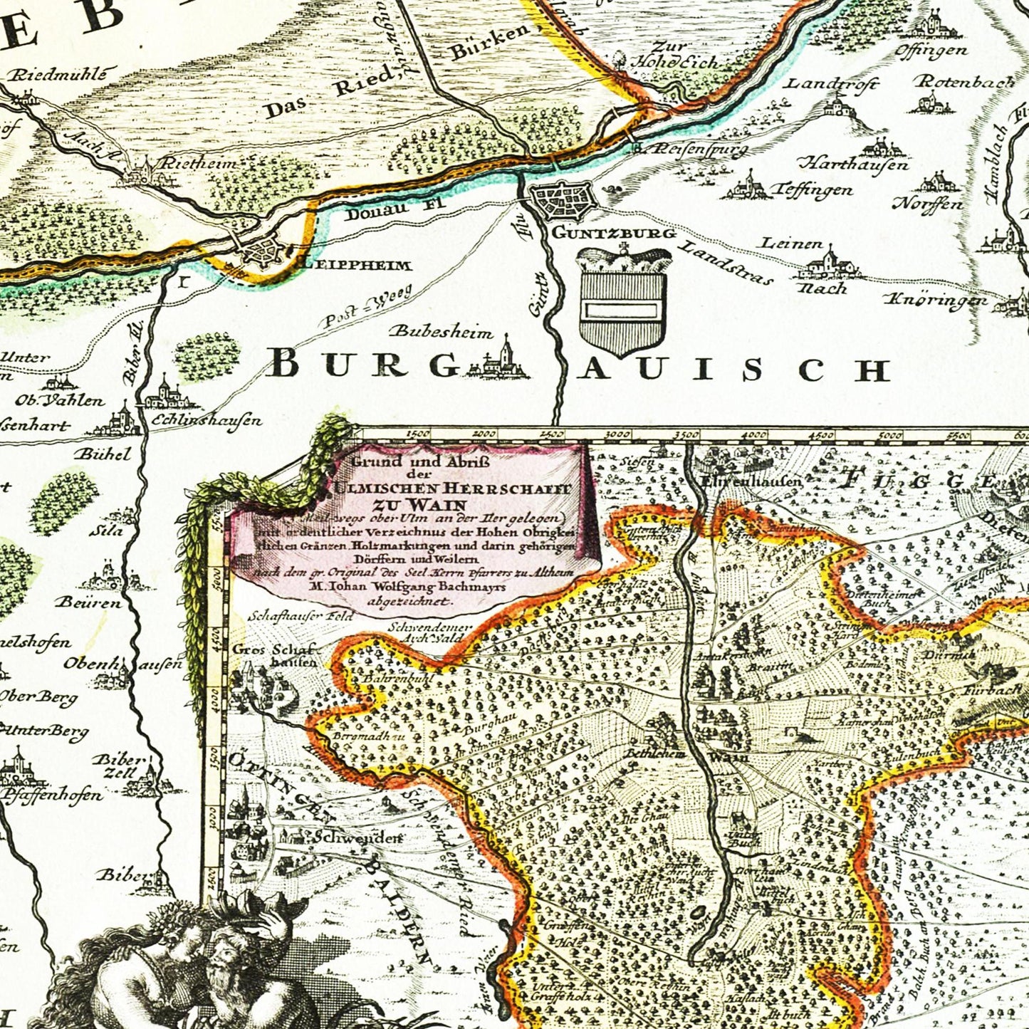 Historische Landkarte Ulm um 1712