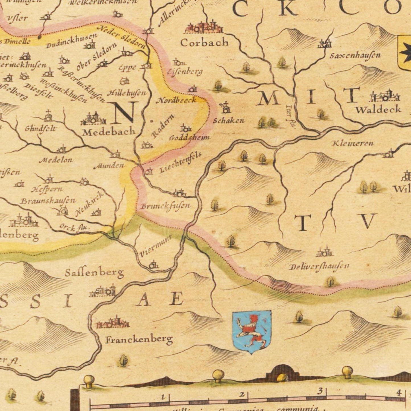 Historische Landkarte Westfalen um 1635