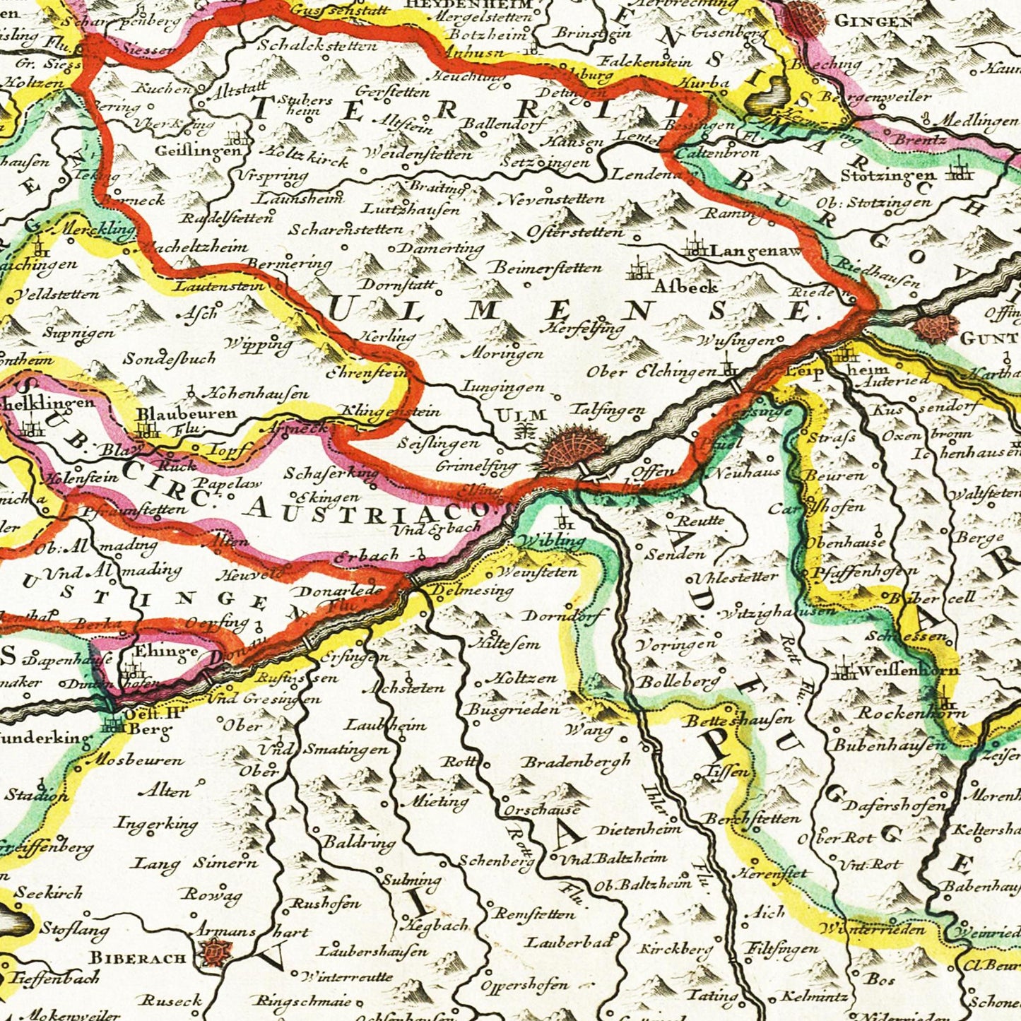 Historische Landkarte Württemberg um 1680