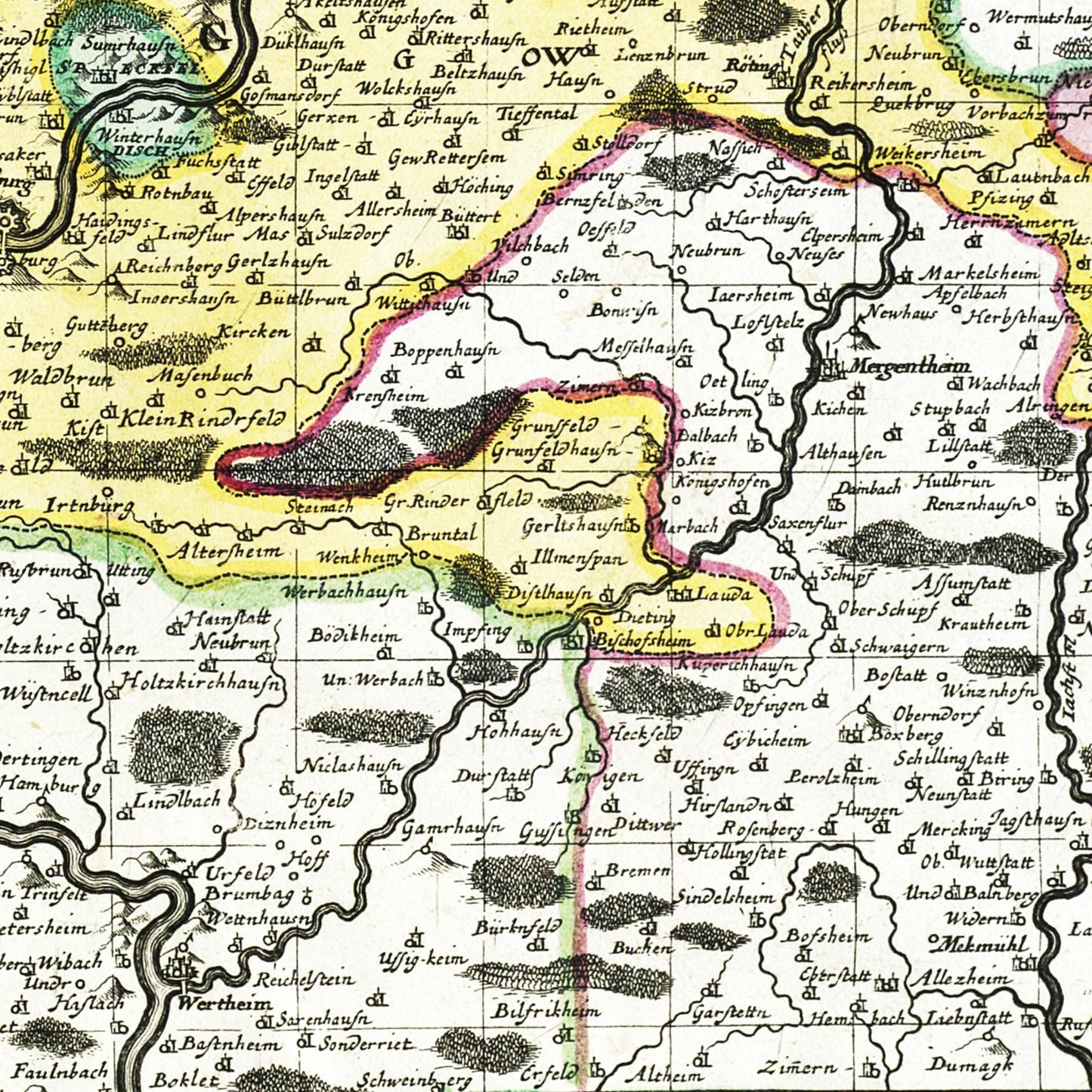Historische Landkarte Würzburg um 1676