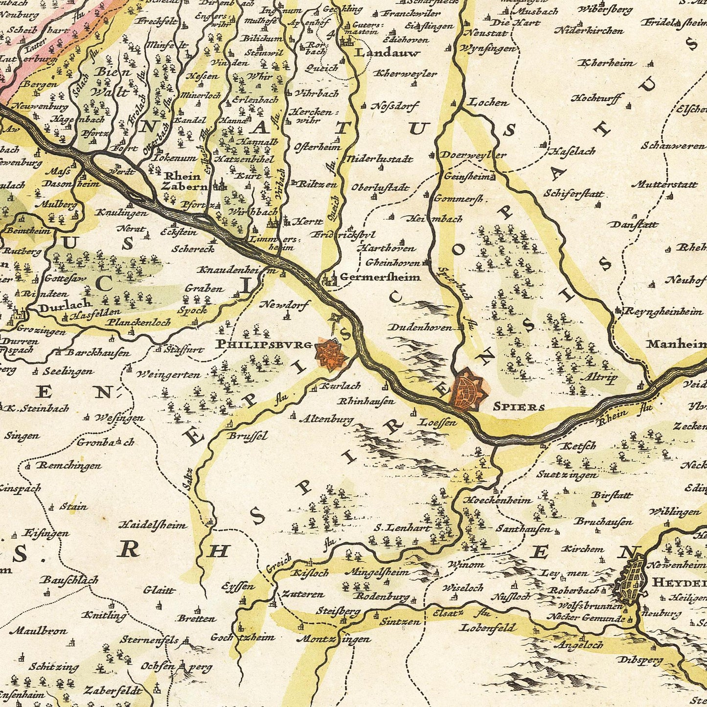 Historische Landkarte Baden um 1680