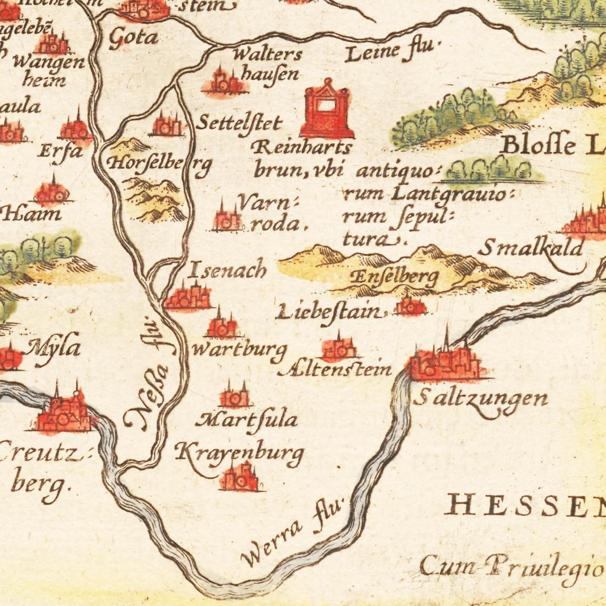 Historische Landkarte Thüringen um 1609