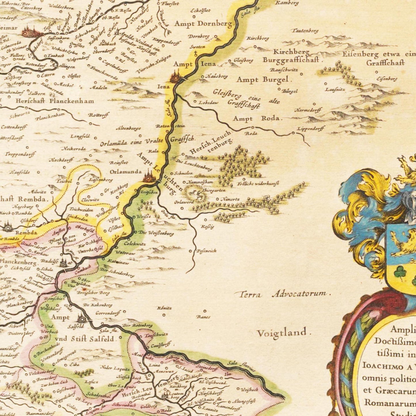 Historische Landkarte Thüringen um 1635
