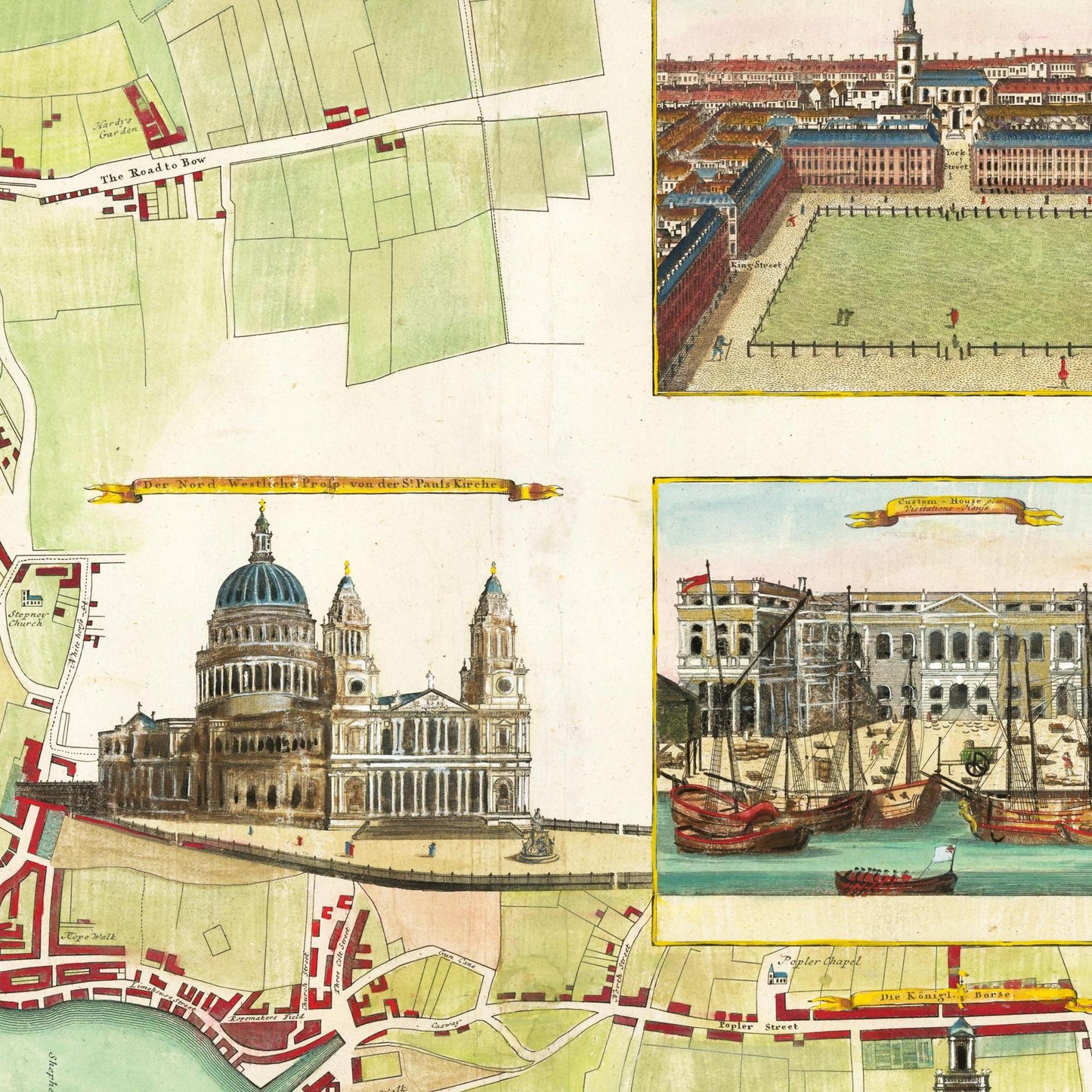 Historischer Stadtplan London um 1736