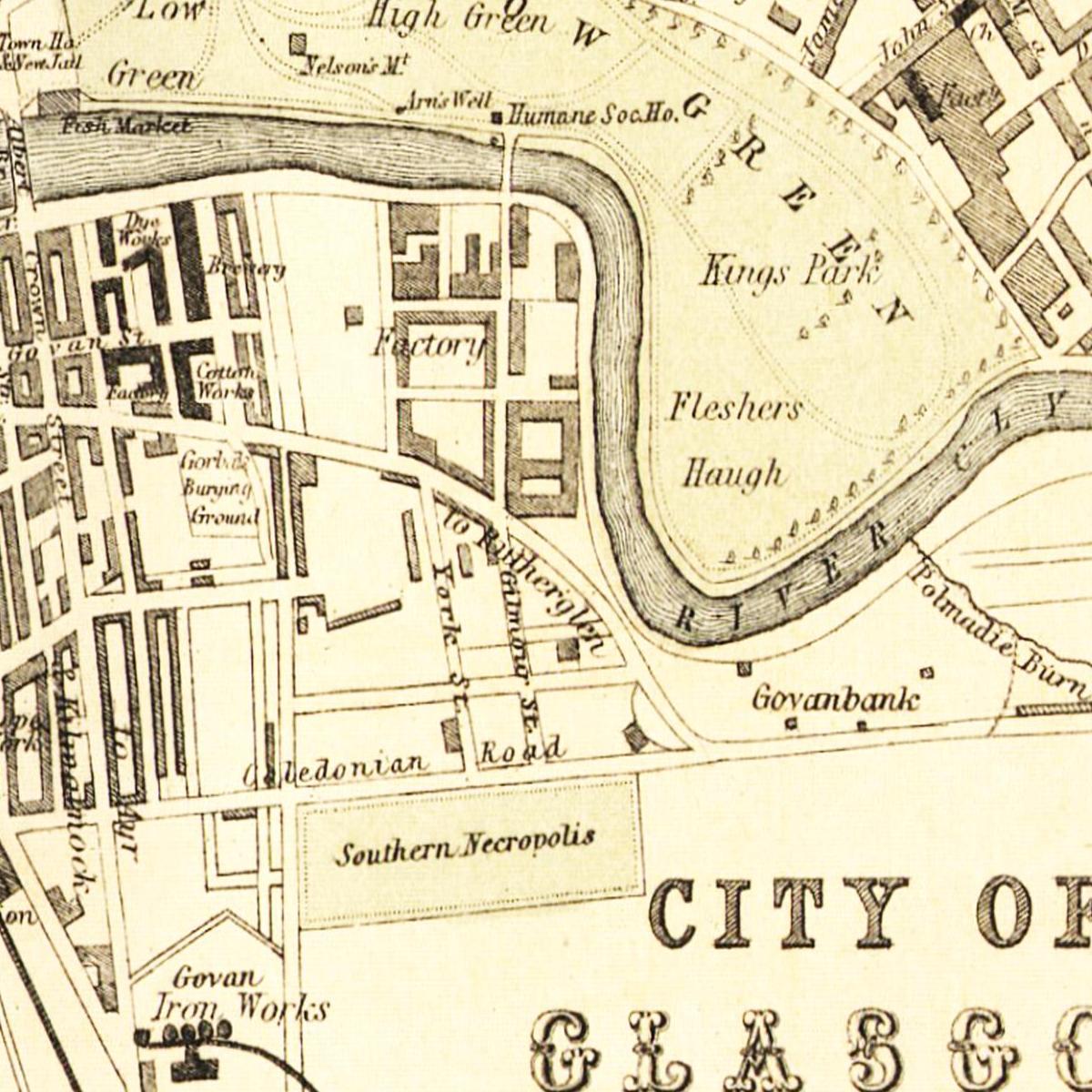 Historischer Stadtplan Glasgow um 1878