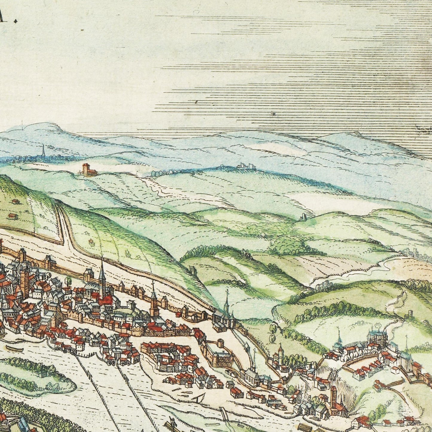 Historische Stadtansicht Prag um 1580