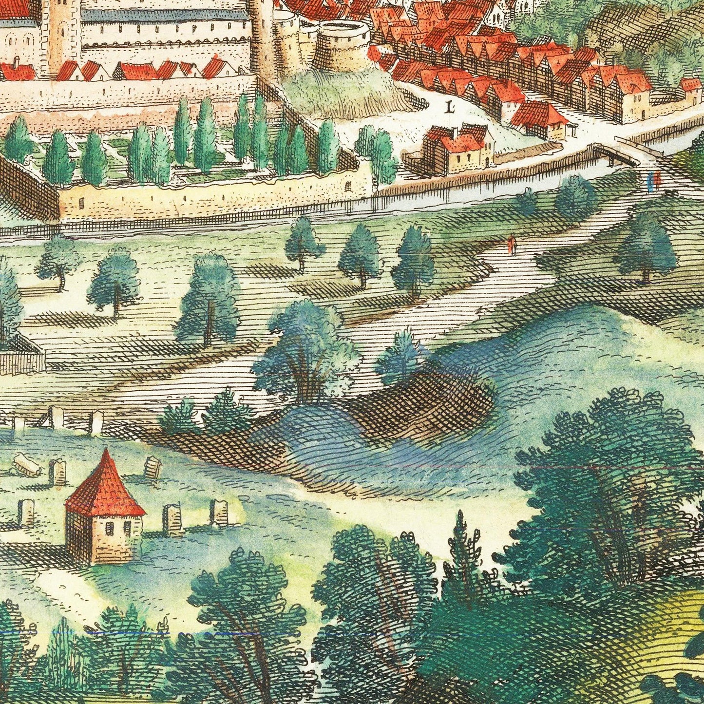 Historische Stadtansicht Budapest um 1636