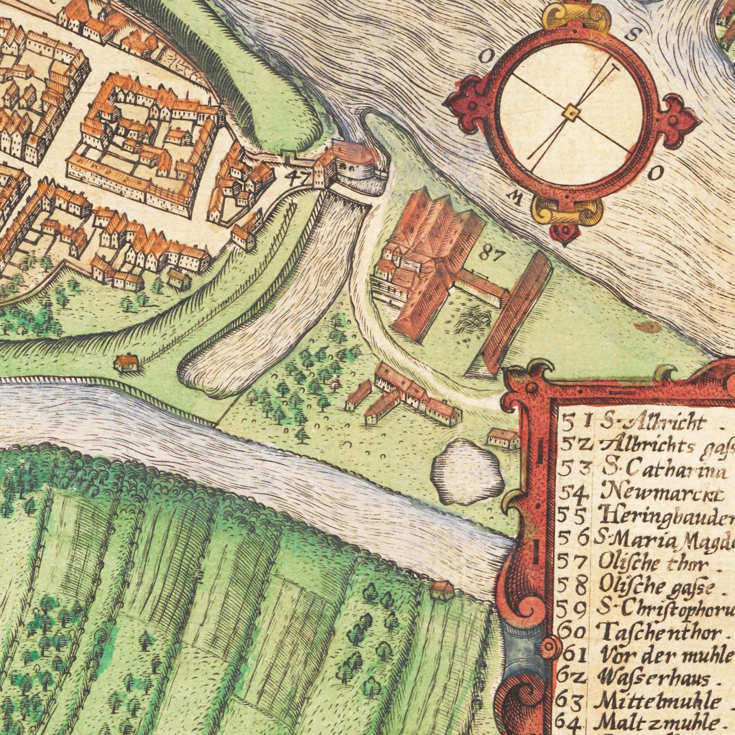 Historischer Stadtplan Breslau um 1592