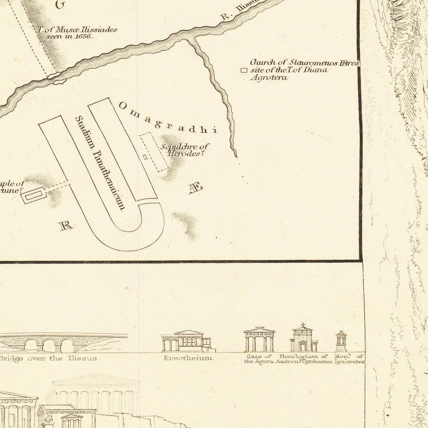 Historischer Stadtplan Athen um 1832